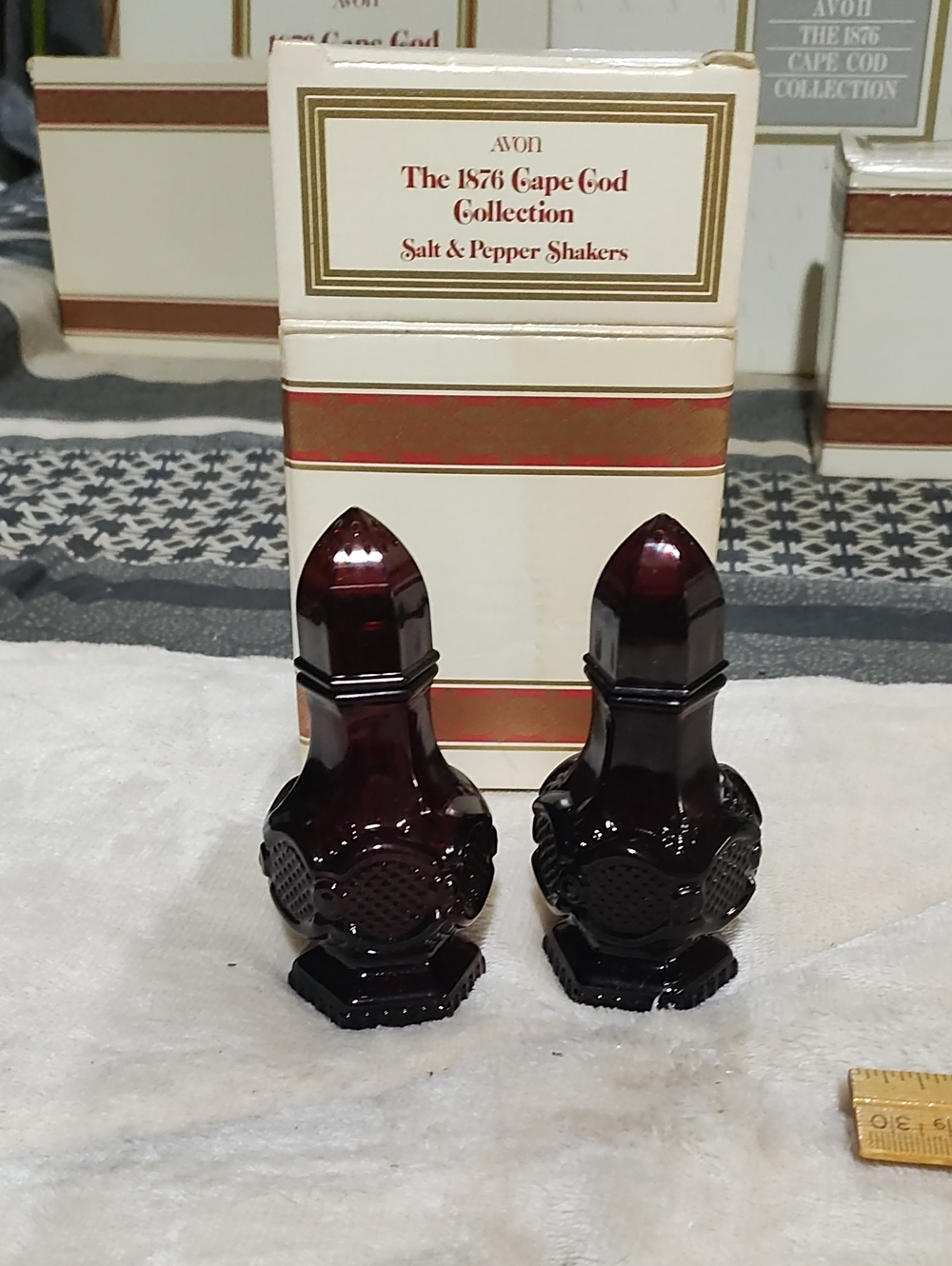 Avon Ruby Red Cut Glass Salt and Pepper Shakers